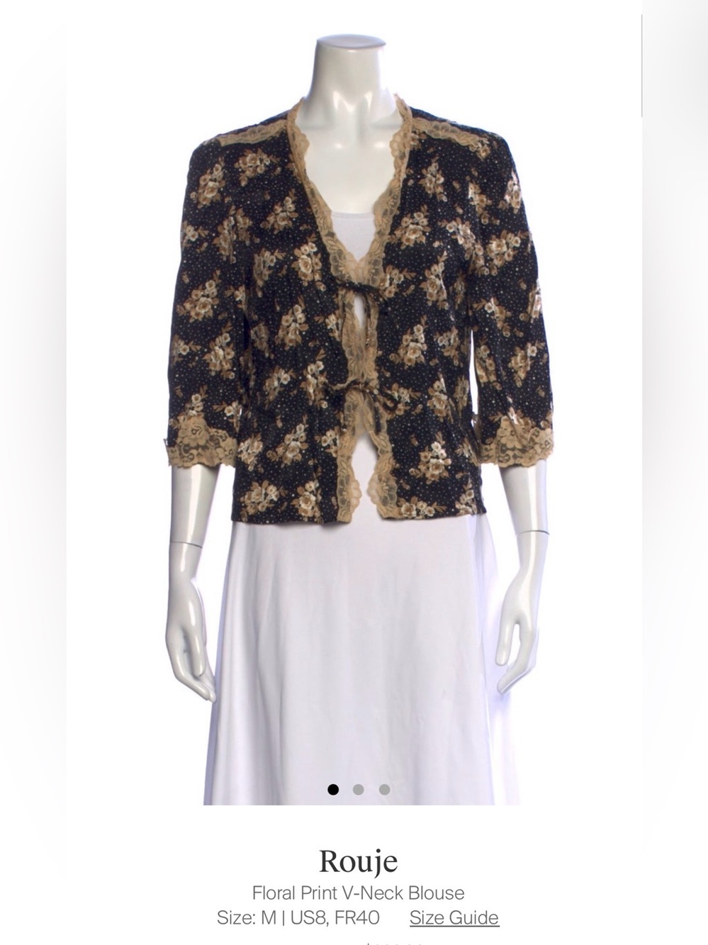 Floral Lace-Trim Open Front Jacket - Black & Tan
